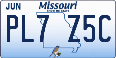 MO license plate PL7Z5C
