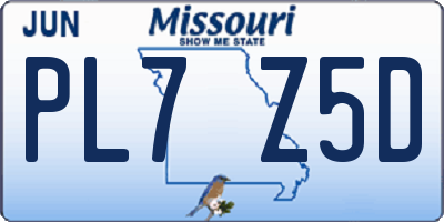 MO license plate PL7Z5D