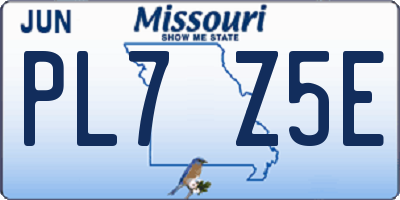 MO license plate PL7Z5E