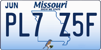 MO license plate PL7Z5F