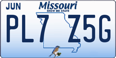MO license plate PL7Z5G