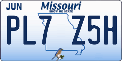 MO license plate PL7Z5H
