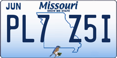 MO license plate PL7Z5I