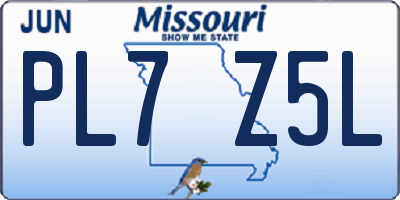 MO license plate PL7Z5L