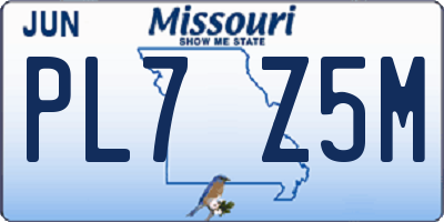 MO license plate PL7Z5M