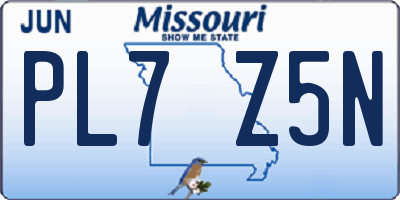 MO license plate PL7Z5N