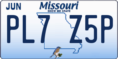 MO license plate PL7Z5P