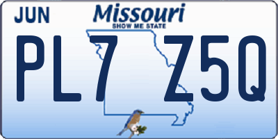 MO license plate PL7Z5Q