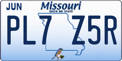 MO license plate PL7Z5R
