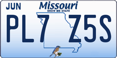 MO license plate PL7Z5S