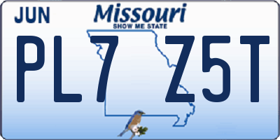 MO license plate PL7Z5T