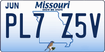 MO license plate PL7Z5V