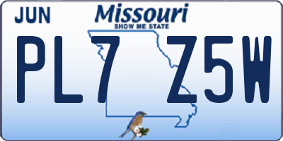 MO license plate PL7Z5W