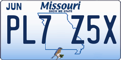 MO license plate PL7Z5X