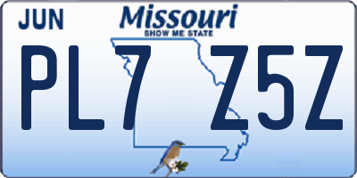 MO license plate PL7Z5Z