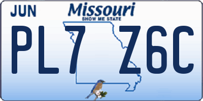 MO license plate PL7Z6C