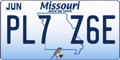 MO license plate PL7Z6E