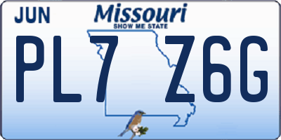 MO license plate PL7Z6G