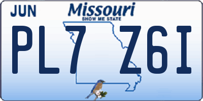 MO license plate PL7Z6I