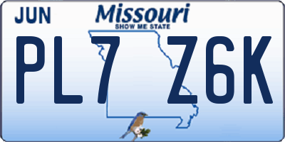 MO license plate PL7Z6K