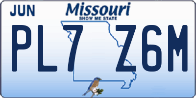 MO license plate PL7Z6M