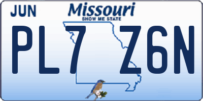 MO license plate PL7Z6N