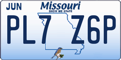 MO license plate PL7Z6P