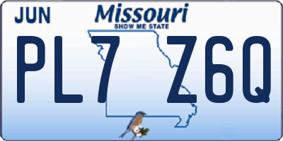 MO license plate PL7Z6Q