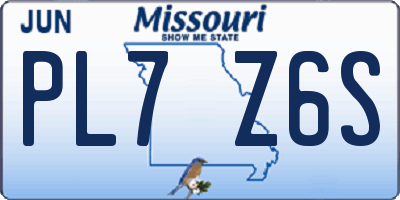 MO license plate PL7Z6S