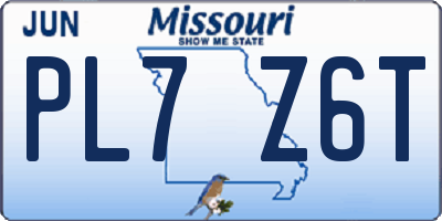 MO license plate PL7Z6T