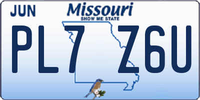 MO license plate PL7Z6U