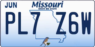 MO license plate PL7Z6W