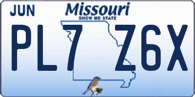 MO license plate PL7Z6X