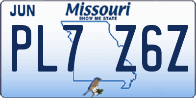 MO license plate PL7Z6Z