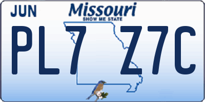 MO license plate PL7Z7C