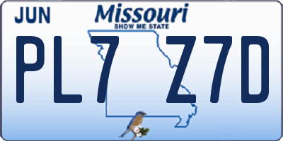 MO license plate PL7Z7D