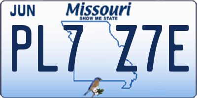 MO license plate PL7Z7E