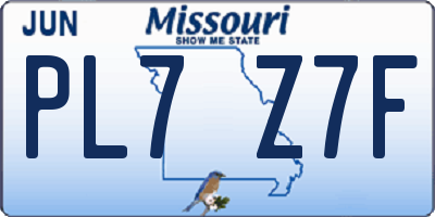 MO license plate PL7Z7F
