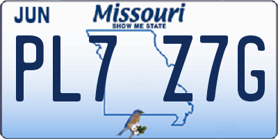 MO license plate PL7Z7G