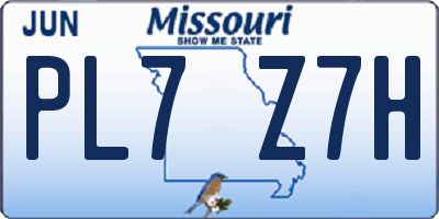 MO license plate PL7Z7H