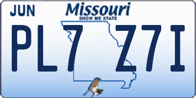 MO license plate PL7Z7I
