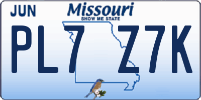MO license plate PL7Z7K