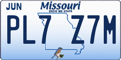 MO license plate PL7Z7M