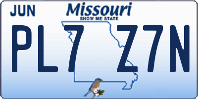 MO license plate PL7Z7N