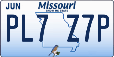 MO license plate PL7Z7P