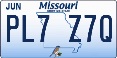 MO license plate PL7Z7Q