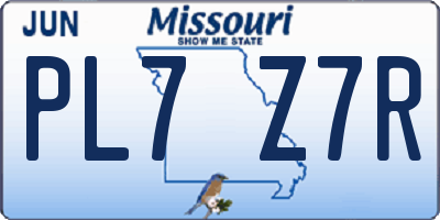 MO license plate PL7Z7R