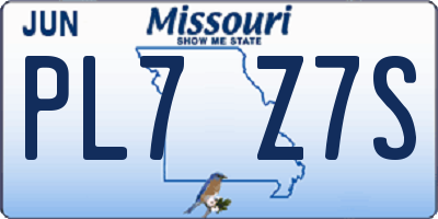 MO license plate PL7Z7S