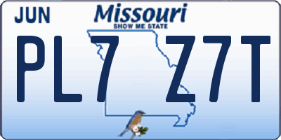 MO license plate PL7Z7T