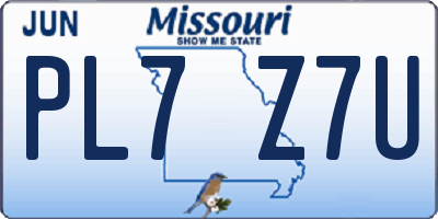 MO license plate PL7Z7U